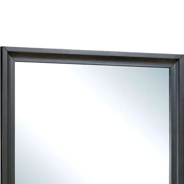 Benjara 32 inch Transitional Style Wooden Frame Mirror, Antique Gray