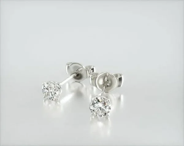 14K White Gold Four Prong Round Lab Created Diamond Stud Earrings (0.25 CTW - F-G - VS2-SI1)