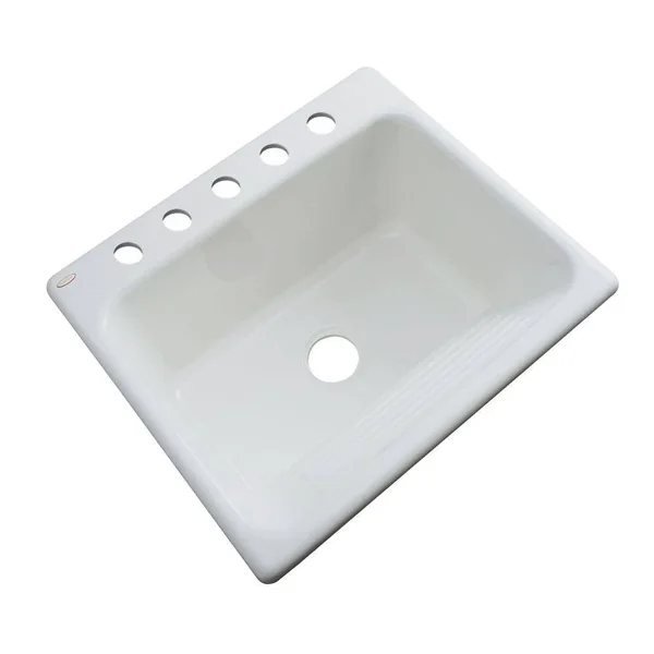 Thermocast Kensington Drop-In Acrylic 25 in. 5-Hole Single Bowl Utility Sink in Sterling Silver 21582