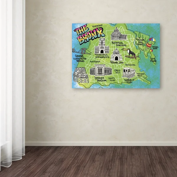Elizabeth Caldwell &Bronx Map& Canvas Art (24x22 x 32x22), Trademark Fine Art