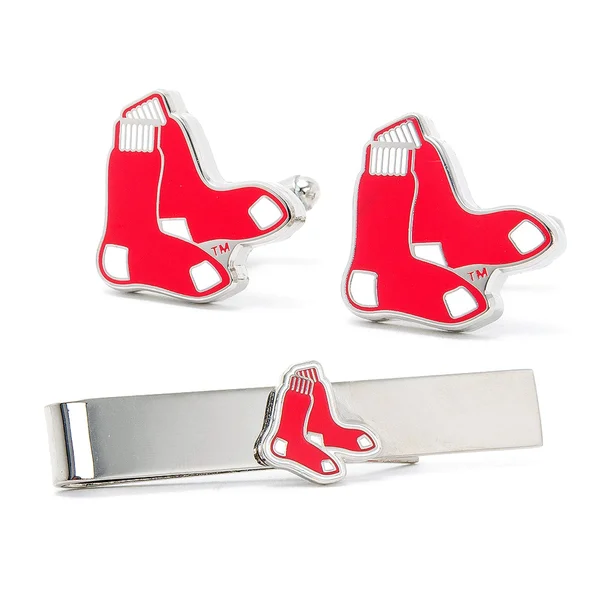 MLB Boston Red Sox Cufflinks & Tie Bar Gift Set with Gift Box - Men's