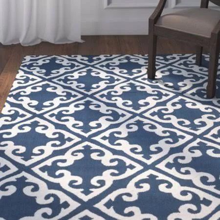 Darby Home Co Lima Navy/Ivory Area Rug - Size: Rectangle 9& x 12&, Blue