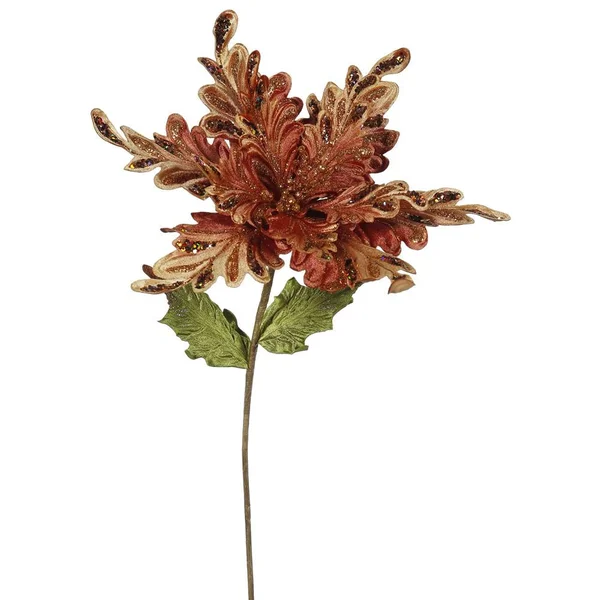 Vickerman 31x22 Copper Poinsettia - 15x22 Flower 3/Bag