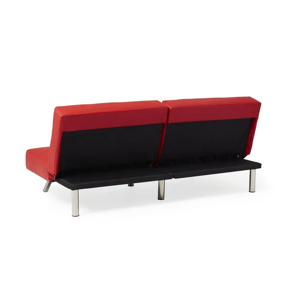 Abbyson Aspen Bonded Leather Foldable Futon Sleeper Sofa - Red