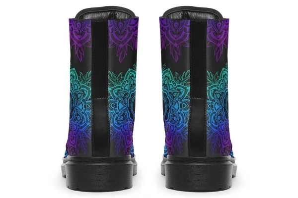 Yin Yang Mandala Boots, Vegan Black Boots, YesWeVibe Men's Boots, Black Sole, US 6, EU39