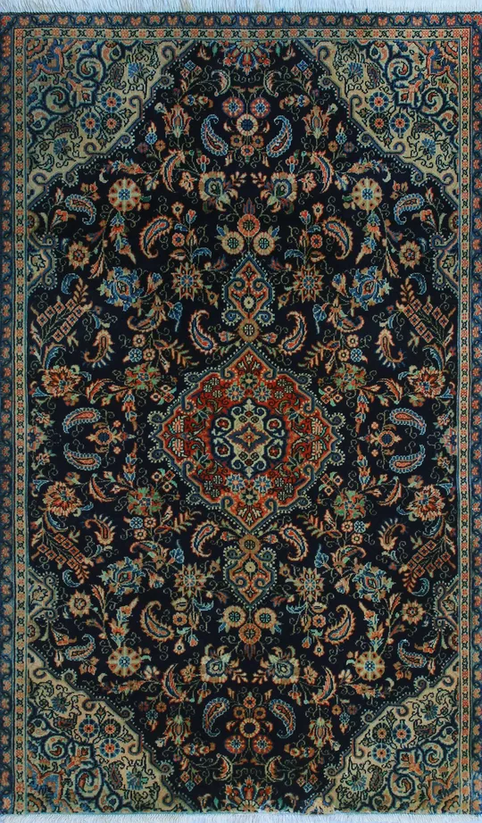 Semi Antique Scot Blue/Ivory Rug - 3&3x22 x 5&4x22