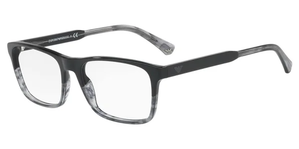 Emporio Armani EA3120 Eyeglasses 5566 Shiny Black & Striped Grey