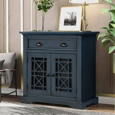 Retro Storage Cabinet wih Doors and Big Wood Drawer, Home Office Furniture Storage Chest, Vintage White Breakwater Bay Color: Na