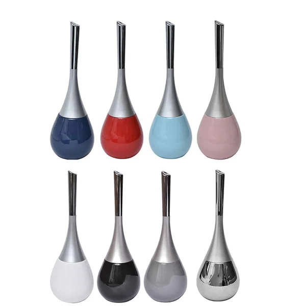 Evideco Bathroom Free Standing Toilet Bowl Brush and Holder Water Drop Chrome