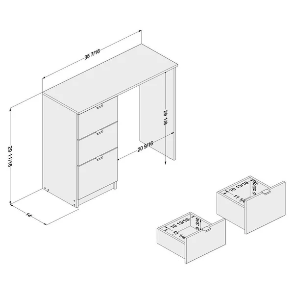 Porch & den Spindler White 3-Drawer Writing Desk - Matte