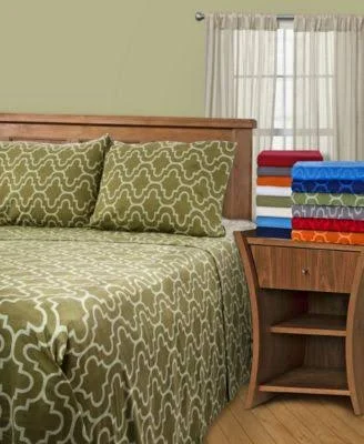 Luxor Impressions Treasures Cotton Flannel Sheet Set, Purple, Paisley, King