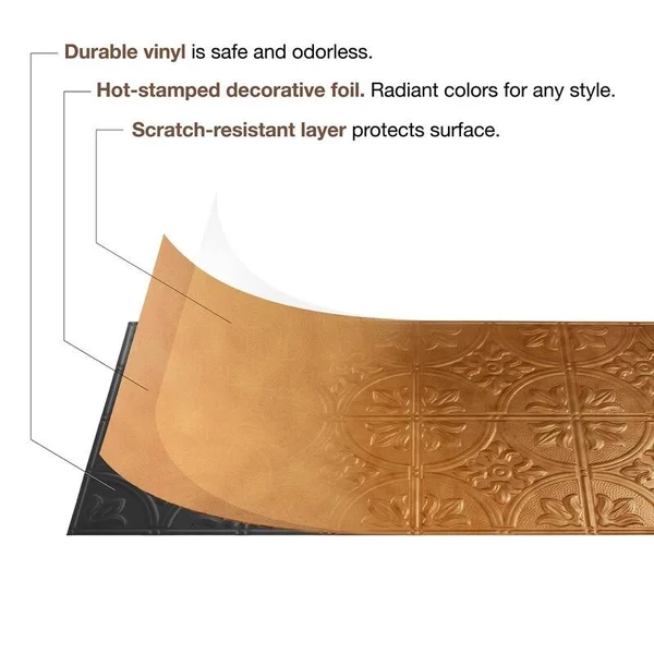 Fasade Traditional Pattern/Style #3 Decorative Vinyl 2ft x 4ft Glue Up Ceiling Tile in Moonstone Copper (5 Pack)