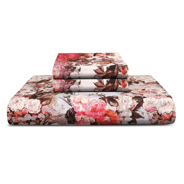 Trident Cotton 3 Piece Sateen Weave Digital Print Sheet Set (King - Viviana)