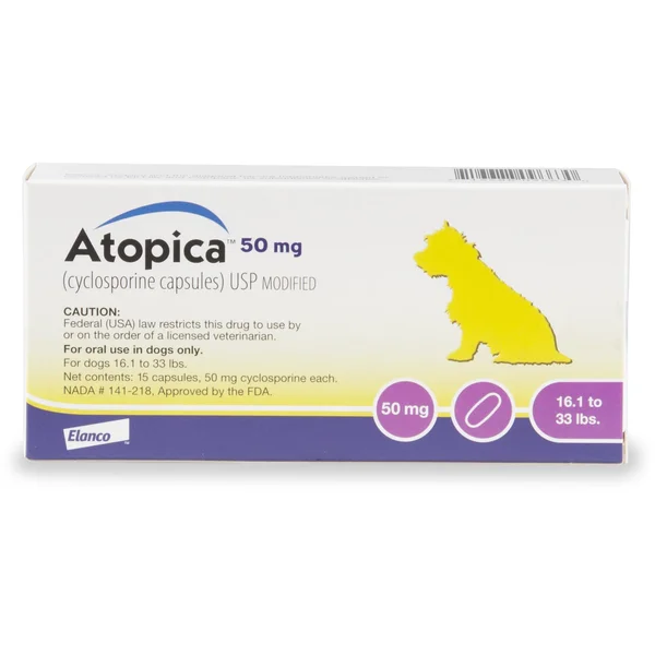 Atopica 50 mg for Dogs - 15 Capsules