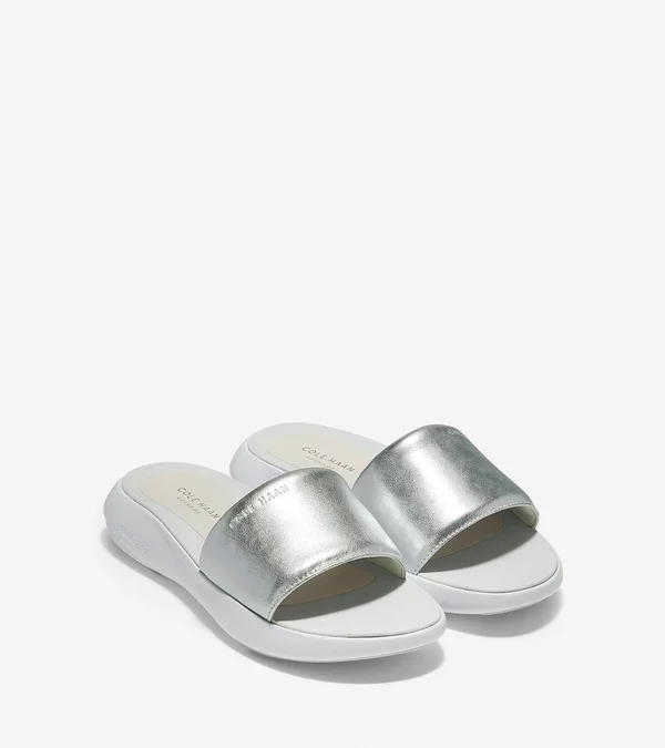 Cole Haan Ella Grand Banded Slide Sandal - Metallic - Flat Sandals