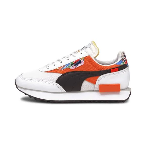 Puma Future Rider Intl Game Sneakers Jr - White/Tigerlily, 6