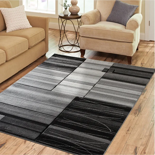 MDA Home Glamour Abstract Gray/Teal Polypropylene Area Rug - 9&6x22 x 13&10x22
