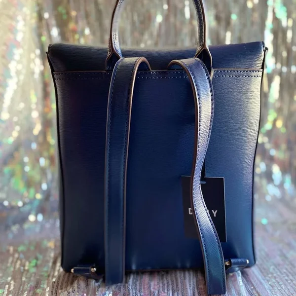 Dkny Bryant Leather Top Zip Backpack - Indigo