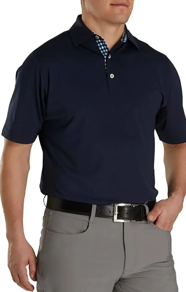 FootJoy Athletic Fit Lisle Solid Gingham Trim Self Collar