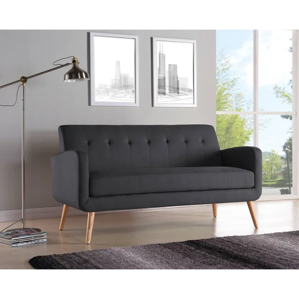 Handy Living Linen Sofa - Charcoal