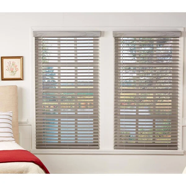 Perfect Lift Window Treatment Room Darkening Driftwood Gray 2 in. Cordless Faux Wood Blind 68.5 in. W x 48 in. L (Actual Size: 6