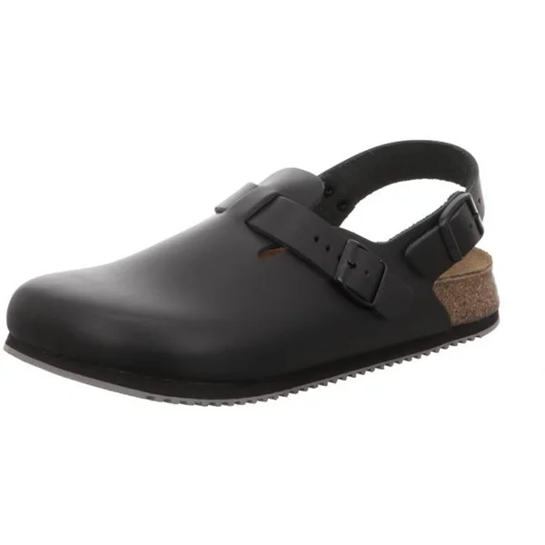 Birkenstock Tokio Natural Leather Black Professional for Medical Professionals - Designed to Maintain Safety Standards