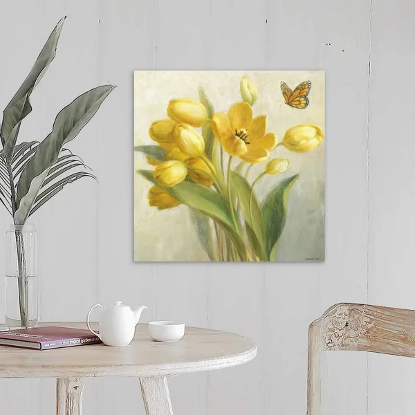 Yellow French Tulips, Canvas Wall Art, 20x20, Great Big Canvas