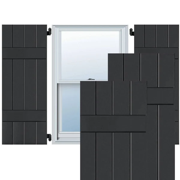 Noralco Industries - Inc. RWB15X071BLP 15x22W x 71x22H Exterior Four Board (2 Batten) Real Wood Pine Board-n-Batten Shutters (Per