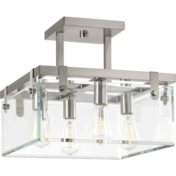Progress Lighting P350090-009 Glayse Semi Flush Mount Light, Brushed Nickel