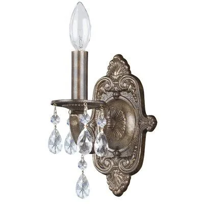 Abagail 1 - Light Candle Wall Light Gemma Violet Crystal: Majestic Wood Polish, Finish: Venetian Bronze