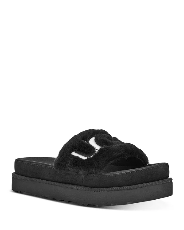 Ugg Women's Laton Fur Slide, Black Size: 9.5 M