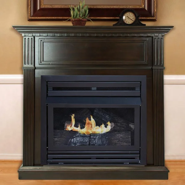 Pleasant Hearth 42 in. Natural GAS Intermediate Tobacco Vent Free Fireplace System 27 - 500 BTU, Brown