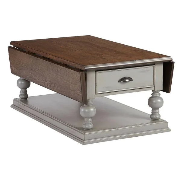 Progressive Furniture Colonnades Drop-Leaf Cocktail Table, Weathered Grey/Oak