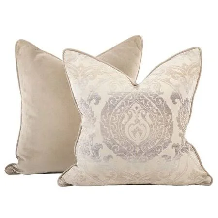 Astoria Grand Pickney Damask Throw Pillow, Beige