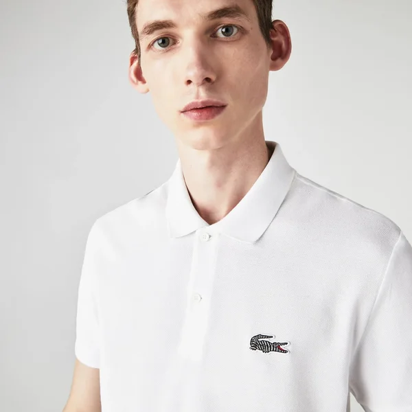 Lacoste x National Geographic Zebra Logo Polo Shirt 3 White Cotton