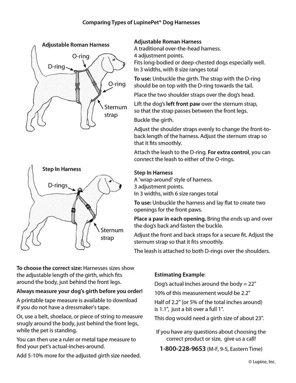 LupinePet Originals 1x22 Dapper Dog 24-38x22 Roman Harness for Large Dogs