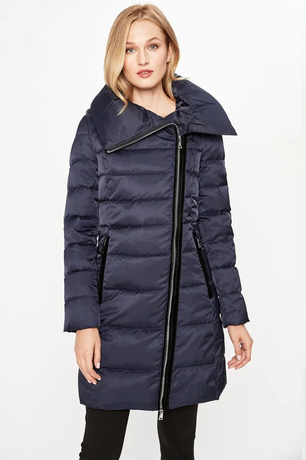 Tahari Zipped Long Down Coat