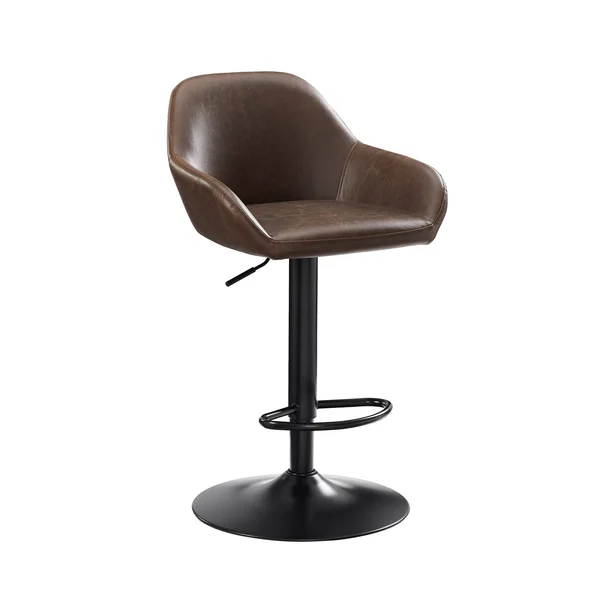 Tribesigns Adjustable Counter-Height Stools - Faux Leather Bar Stools, Dining Chairs(Set of 2) - Grey/Chrome