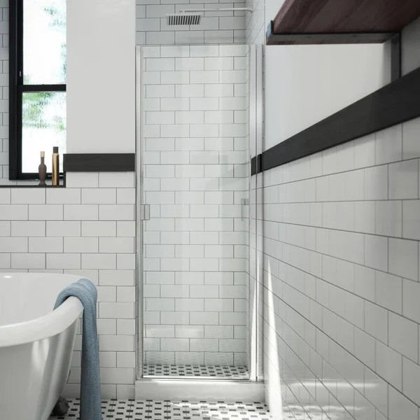 Arizona Shower Door R3369CHCL RD Swinging 33x22 x 69x22 Hinged Semi-Frameless Shower Door Finish: Polished Chrome - Glass Type: C