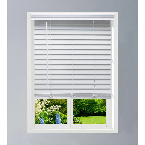 Linen Avenue Custom Cordless Partial Inside Mount Faux Wood Blinds, 21.5 W x 72 H, White