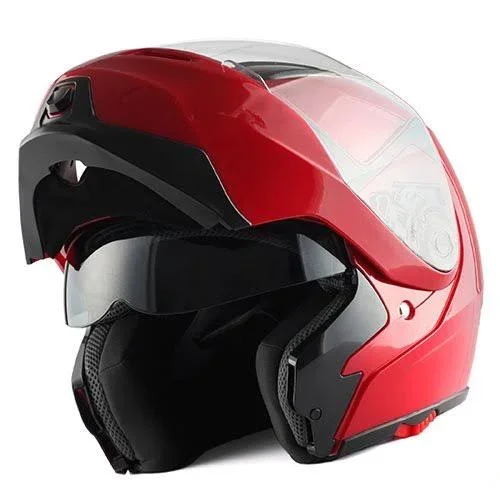 1storm Motorcycle Street Bike Modular Flip Up Dual Visor Sun Shield Full Face Helmet Glossyred Large