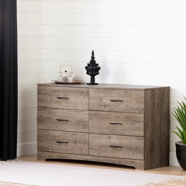 South Shore Step One 6-Drawer Double Dresser Weathered Oak