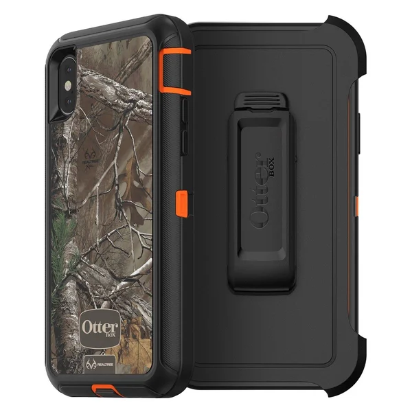 OtterBox Defender Case for iPhone XS and X - Black/Orange/Realtree Xtra Camo