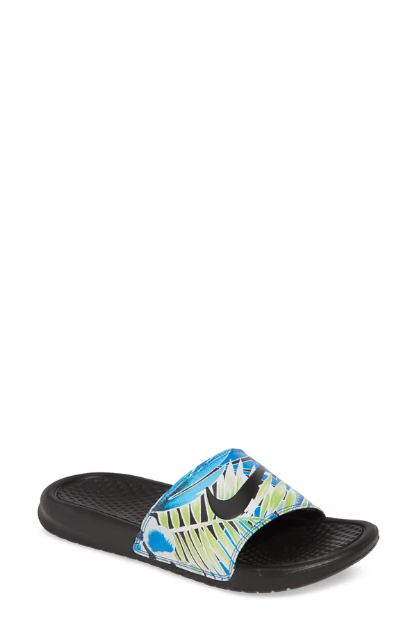 Nike Womens Benassi JDI Slide Shoes Black/White/Game Royal Size 6.0