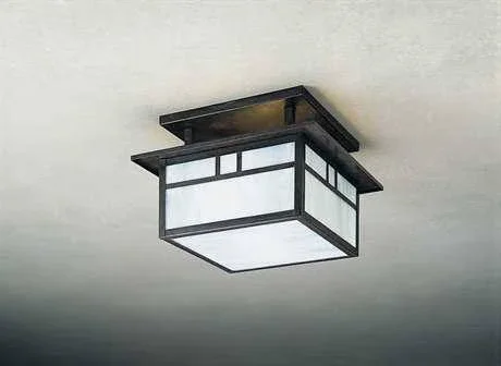 Arroyo Craftsman Lighting Huntington Two-Light Semi-Flush Mount Light Double T-Bar Overlay, Pewter, Gold White Iridescent - HC
