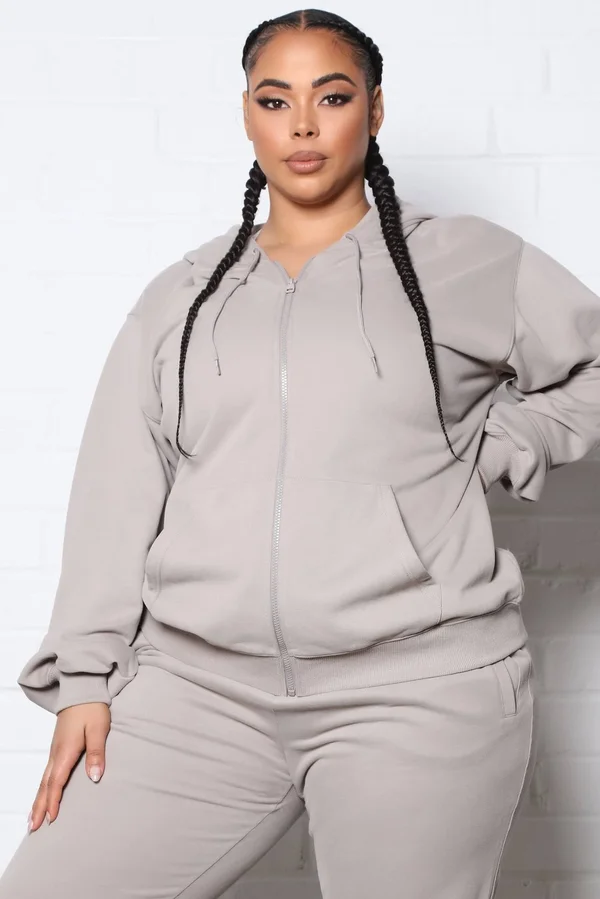Womens Training Oversized Zip Up Hoodie in Taupe Size 3X by Fashion Nova