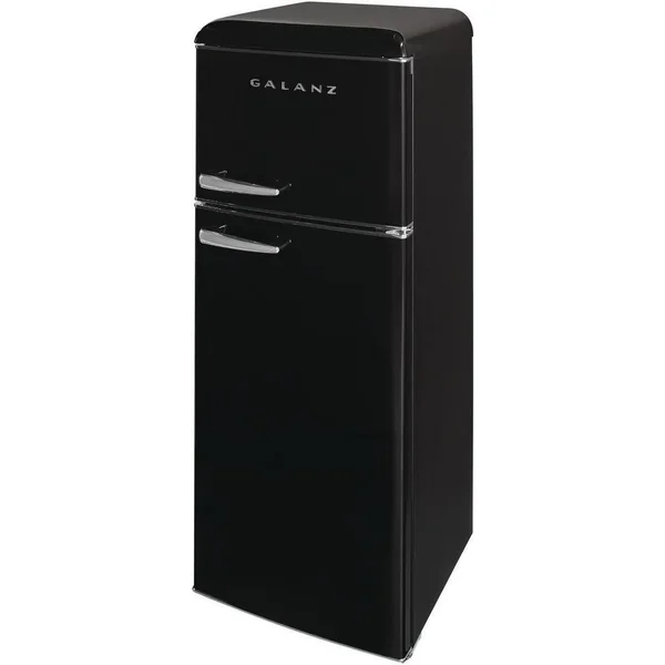 Galanz 7.6 cu.ft. Retro Mini Refrigerator with Dual Door and True Freezer in Black