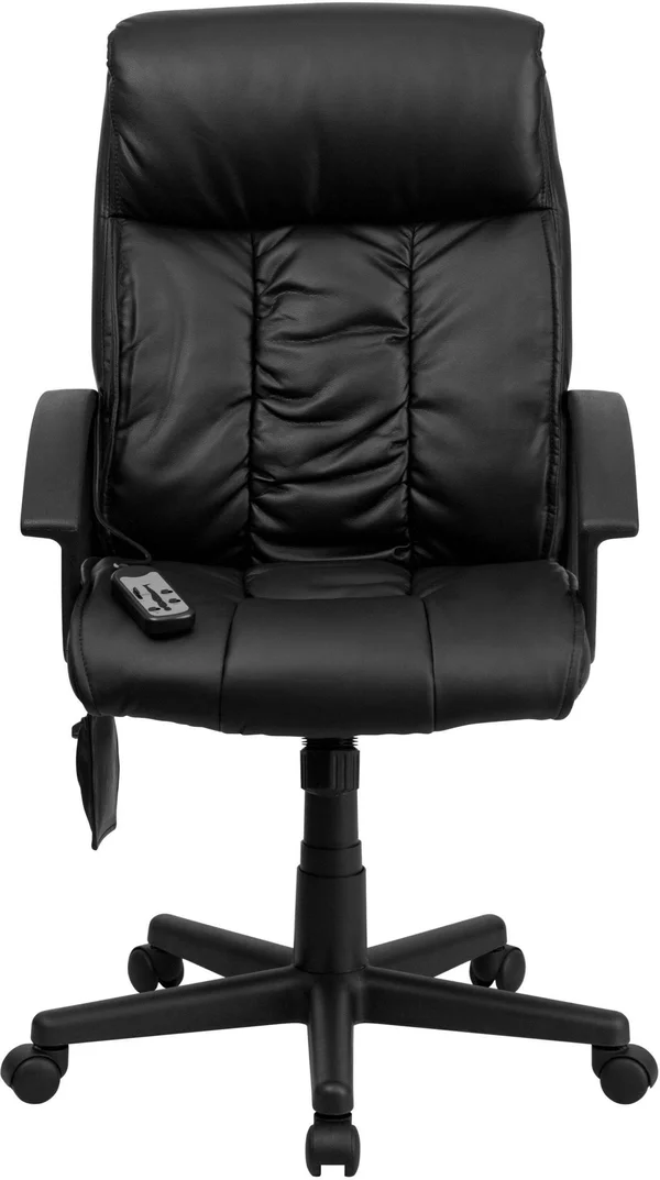Flash Furniture High Back Massaging Leather Executive Office Chair, Black