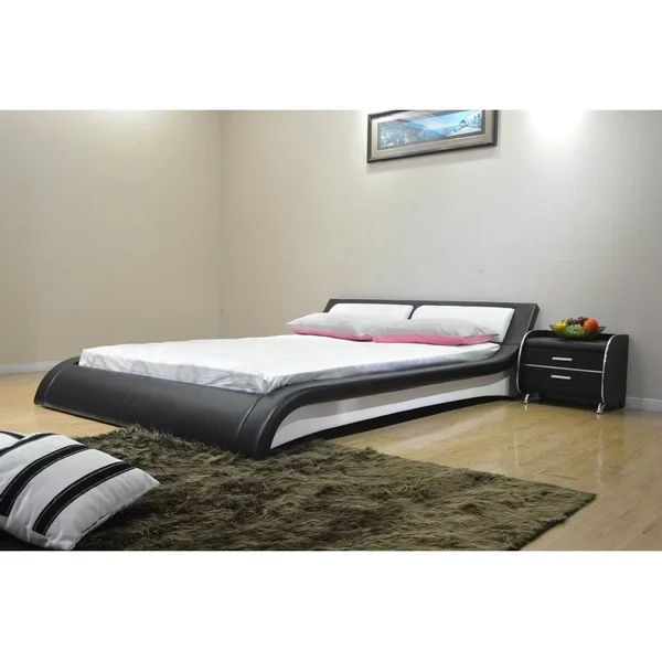 Greatime B1211EKBW Platform Bed - Eastern King, Black and White
