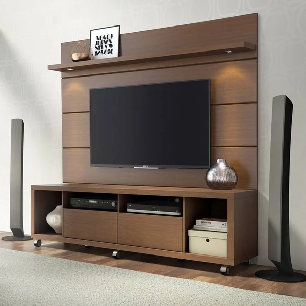 Manhattan Comfort Cabrini TV Stand and Floating Wall TV Panel 1.8 - White Gloss
